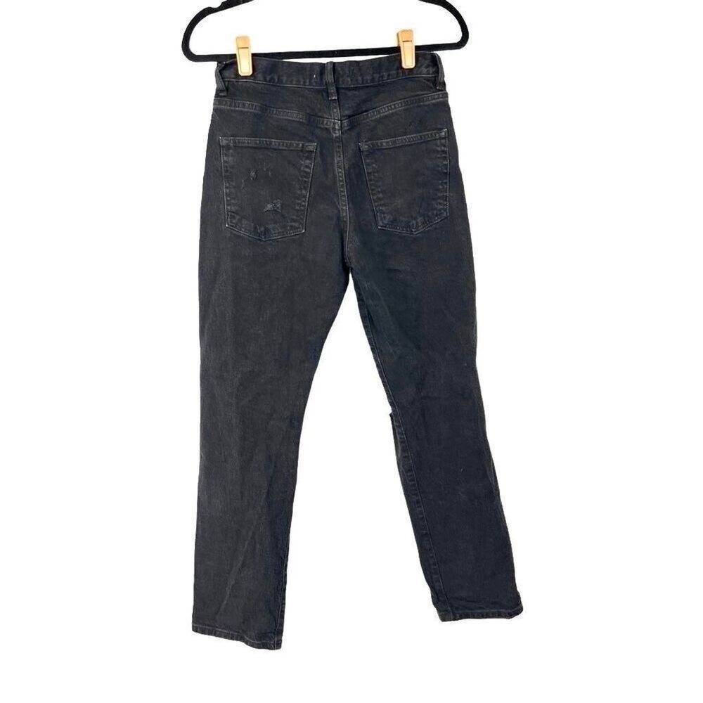 Free People Jeans Womens 25 Black Distressed Skinny Button Fly Edgy‎ Grunge - Picture 9 of 9